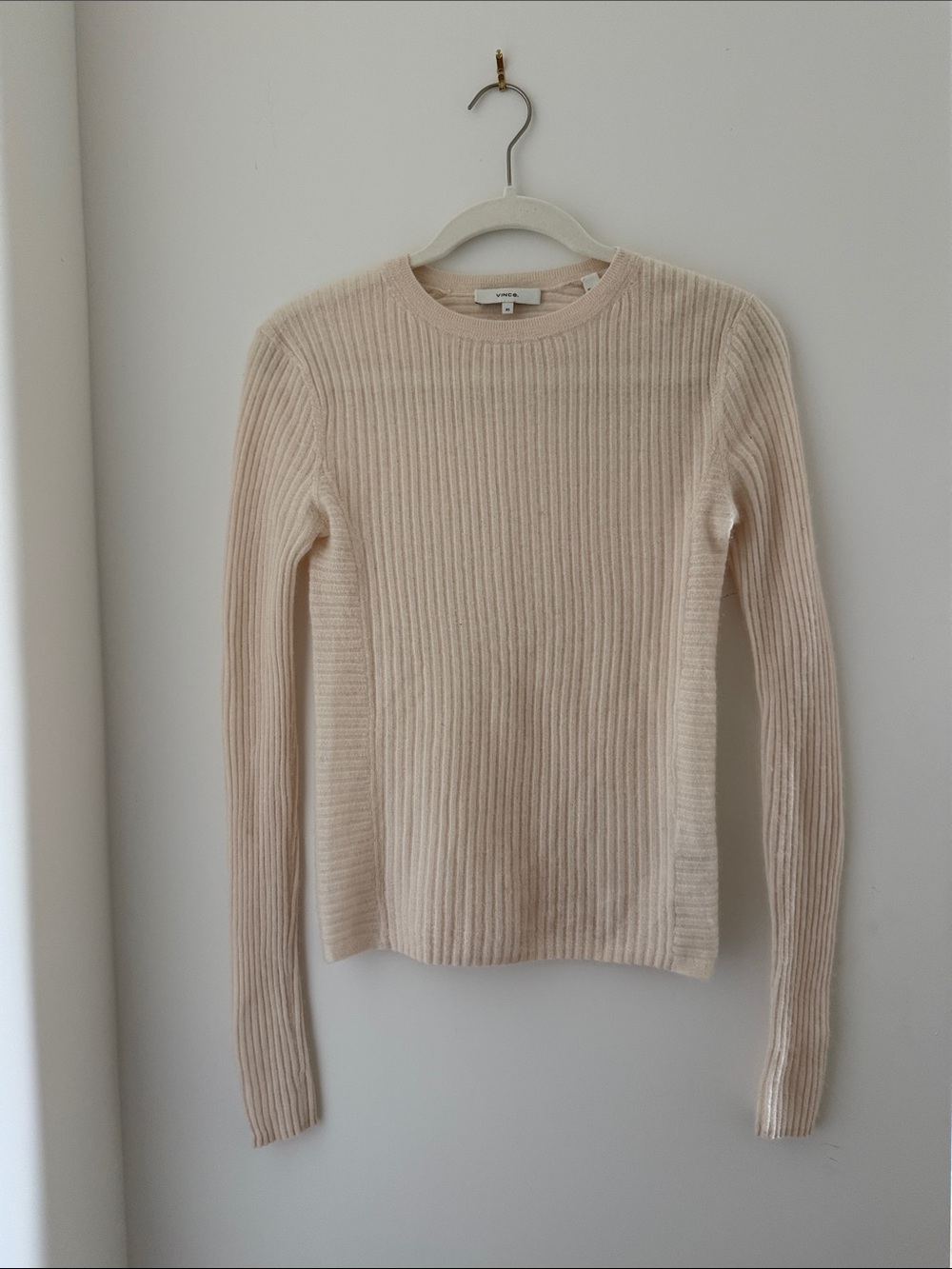 Vince Cream Ribbed Cashmere Sweater